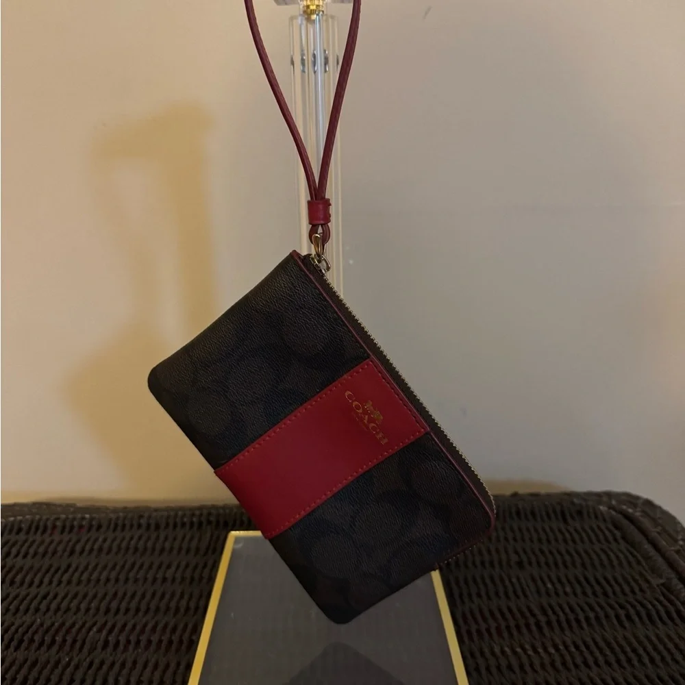 Coach Brown and Red Wristlet - Picture 2 of 4